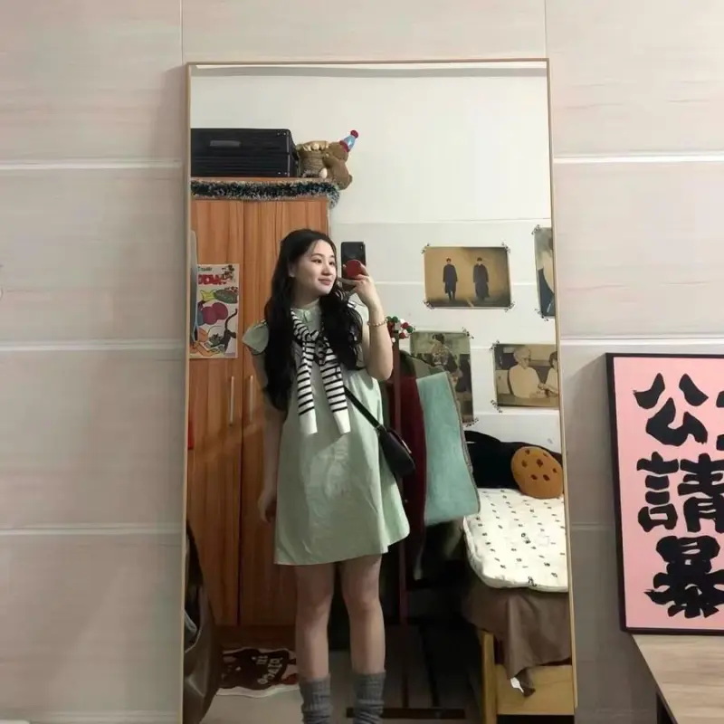 DOKZB Short Sleeved Dress Women's Mint Green-6