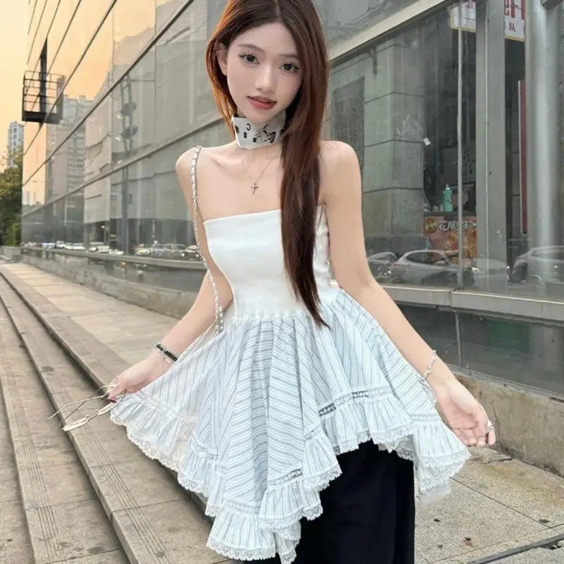 DOKZB Strapless Top Women's White Stripes-6