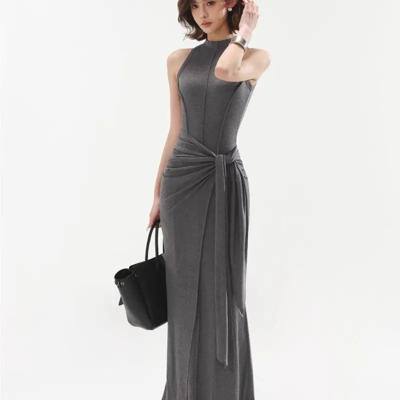 DOKZB Sleeveless Dresses Women's Dark Gray-4