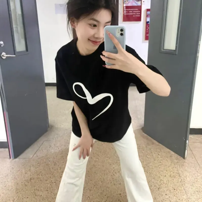 DOKZB Drop Shoulder Sleeve T Shirt Women's-3
