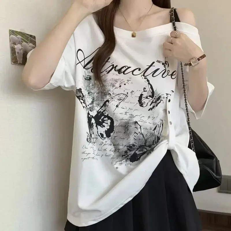 DOKZB Drop Shoulder Sleeve T Shirt Women's-5