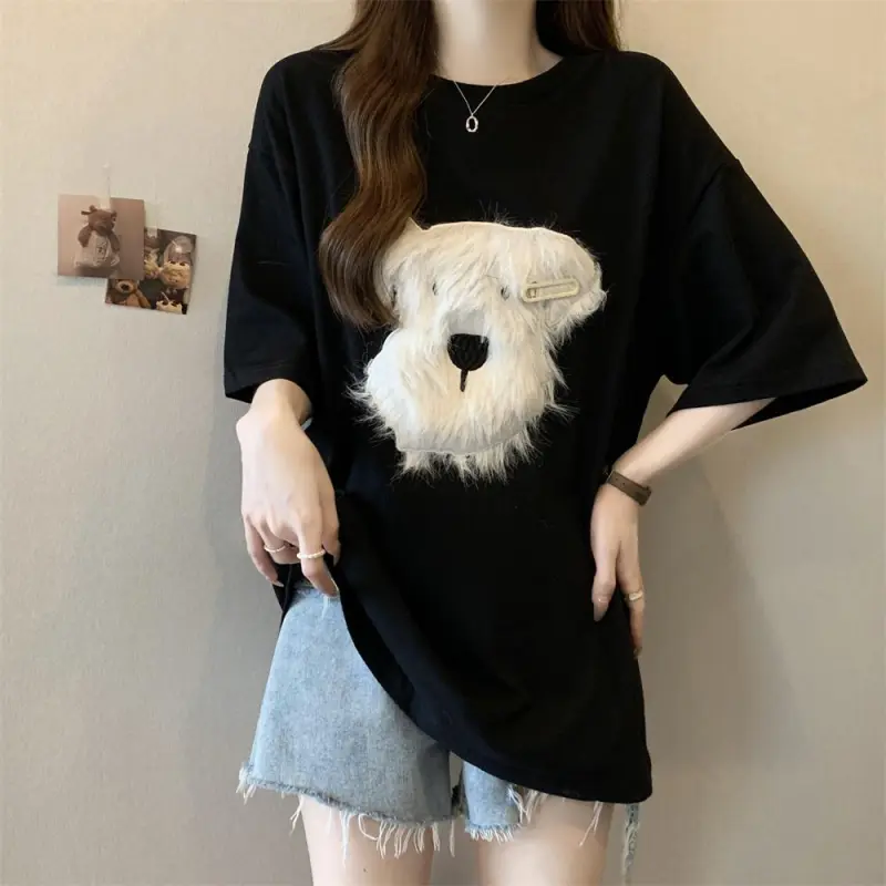 DOKZB Drop Shoulder Sleeve T Shirt Women's-3