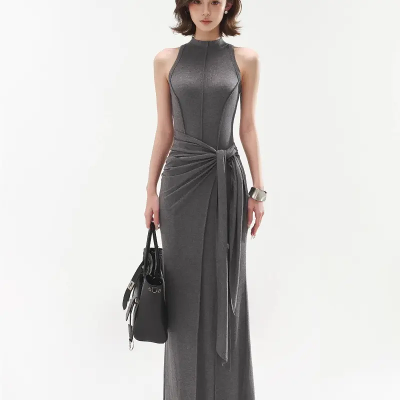 DOKZB Sleeveless Dresses Women's Dark Gray-5
