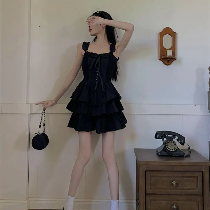 DOKZB Slip Dresses Women's Black-5