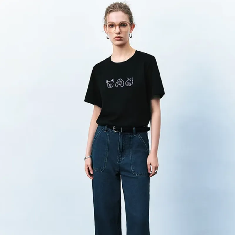 / T Shirts Women's Black-3