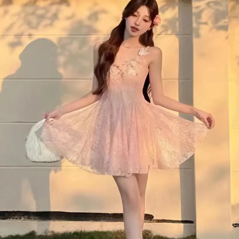 DOKZB Slip Dresses Women's Light Pink-3