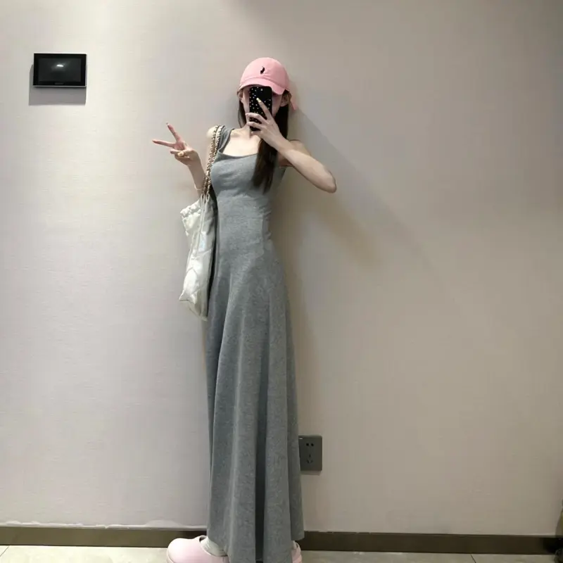 DOKZB Slip Dresses Women's Gray-2