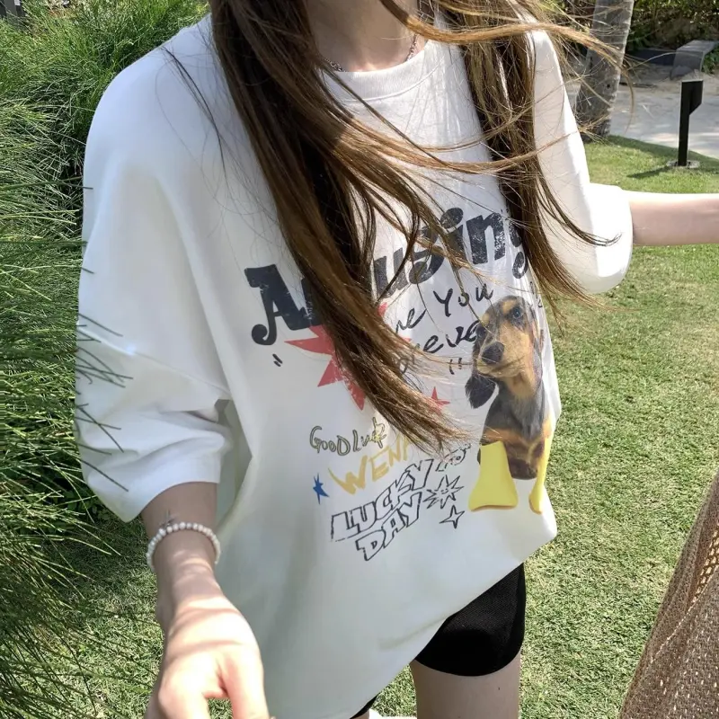 DOKZB Drop Shoulder Sleeve T Shirt Women's-4