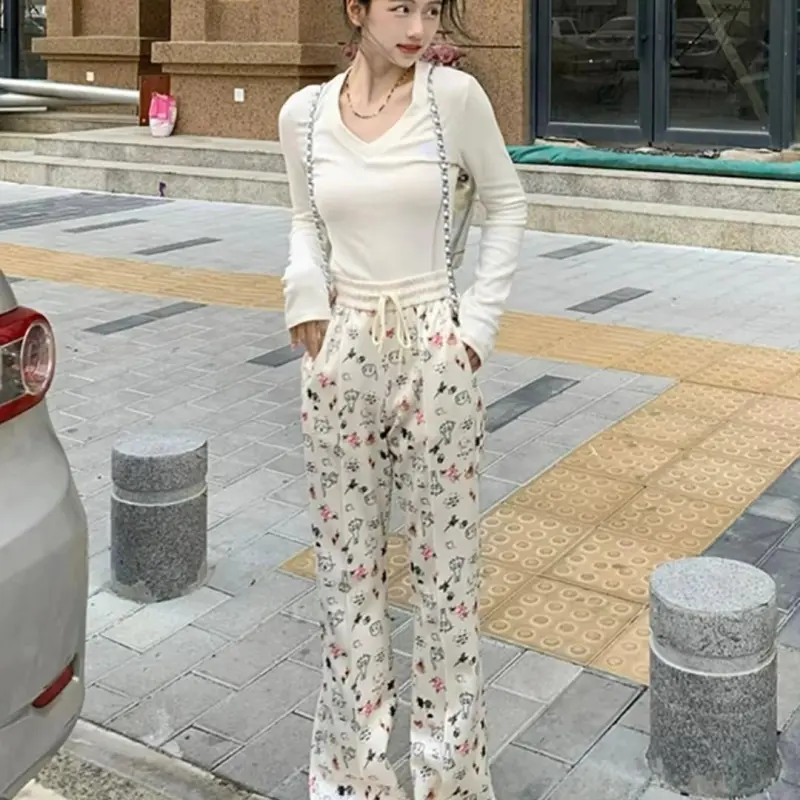 DOKZB Casual Pants Women's Milk White-2