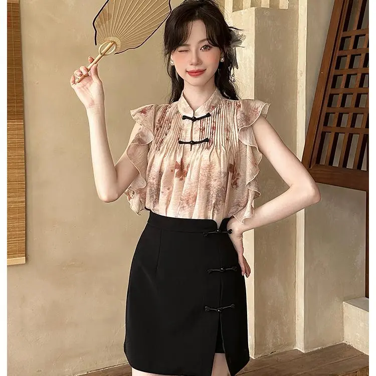 DOKZB Two Piece Skirt Sets Women's Pink-2