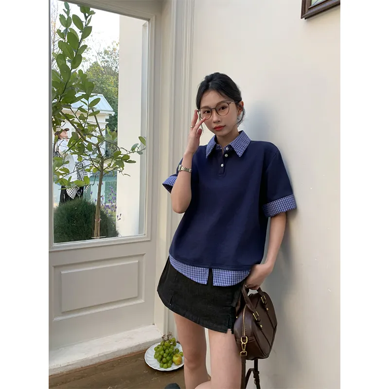 DOKZB T Shirt Women's Navy Blue-3