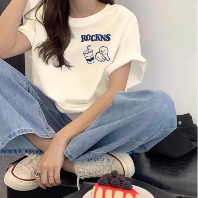 DOKZB T-Shirts Women's White-3