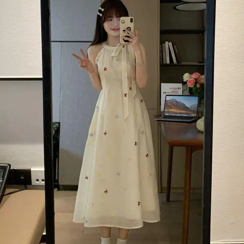 DOKZB Sleeveless Dresses Women's Apricot-3