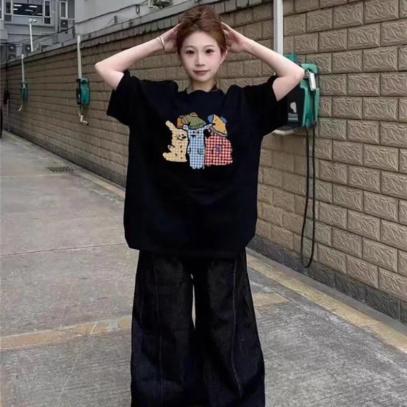 DOKZB Drop Shoulder Sleeve T Shirt Women's-3