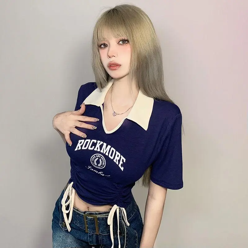 DOKZB T Shirts Women's Blue-4