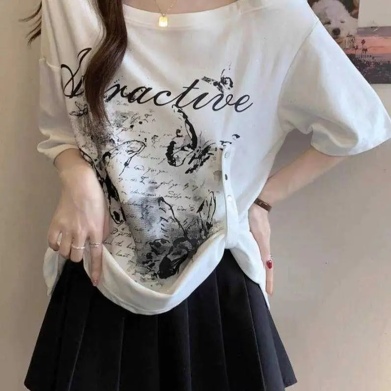 DOKZB Drop Shoulder Sleeve T Shirt Women's-2