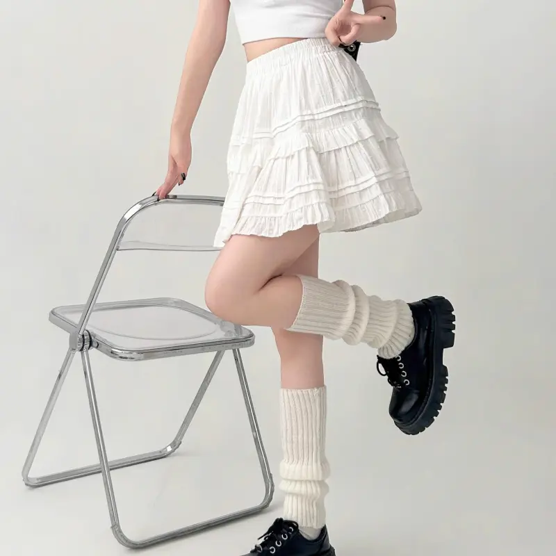 DOKZB Casual Short Skirts Women's White-2