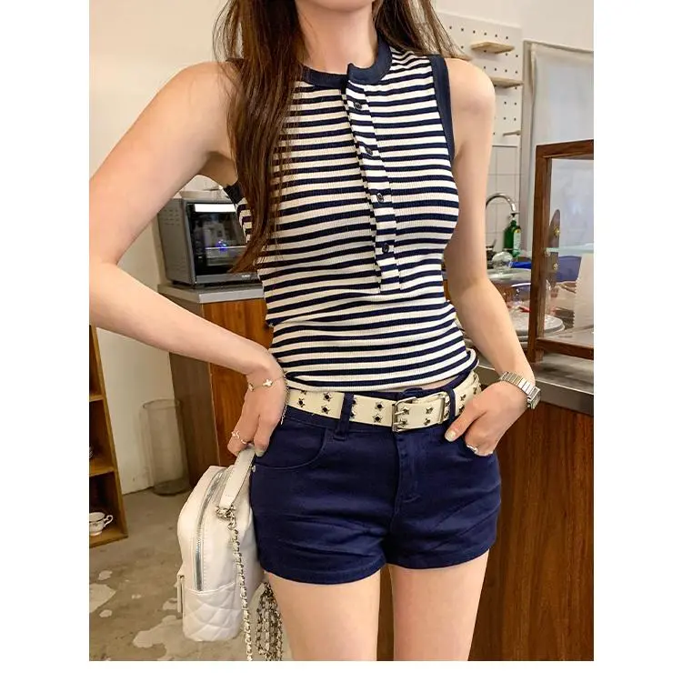 DOKZB Tank Tops Women's Navy Blue-4