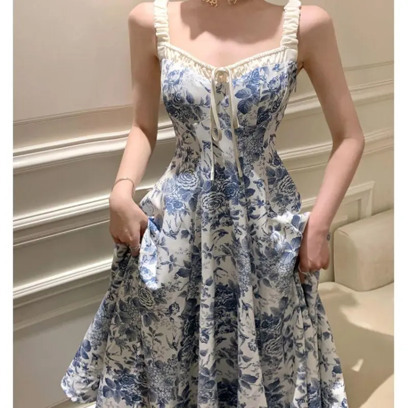 DOKZB Slip Dresses Women's Blue-2