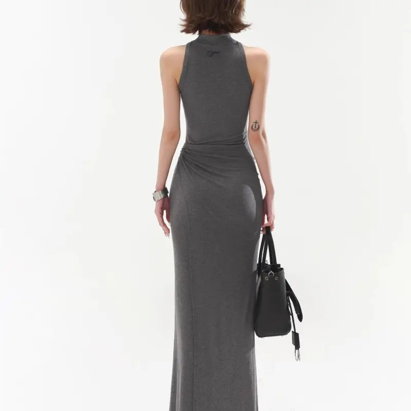 DOKZB Sleeveless Dresses Women's Dark Gray-6