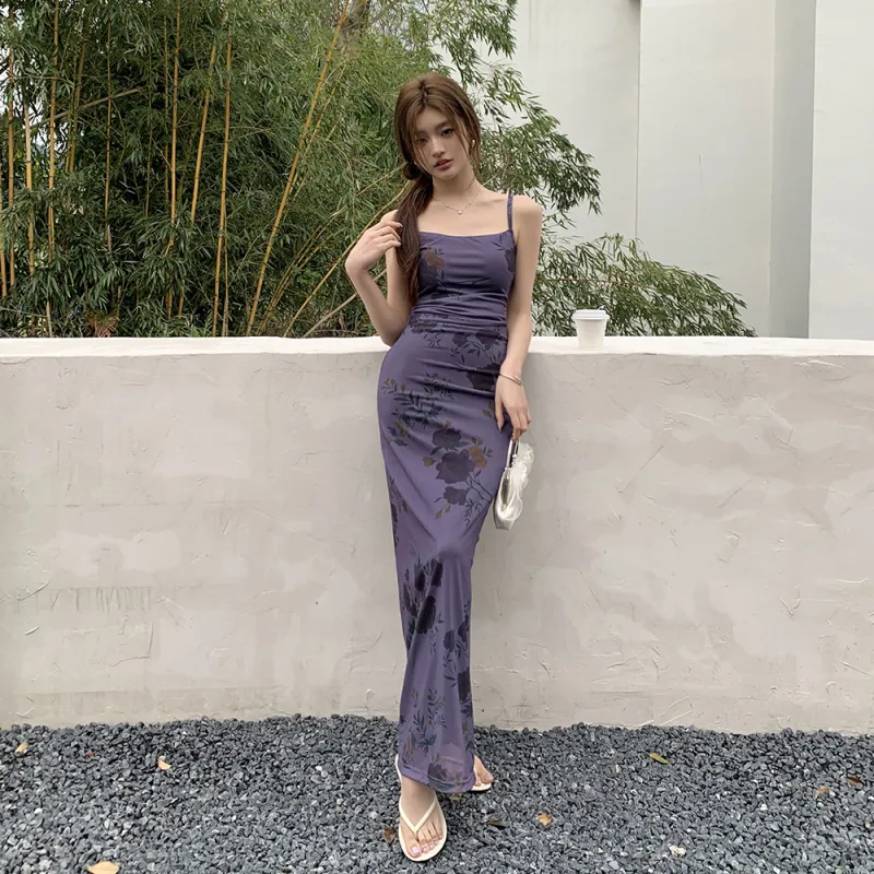 DOKZB Slip Dresses Women's Purple-3