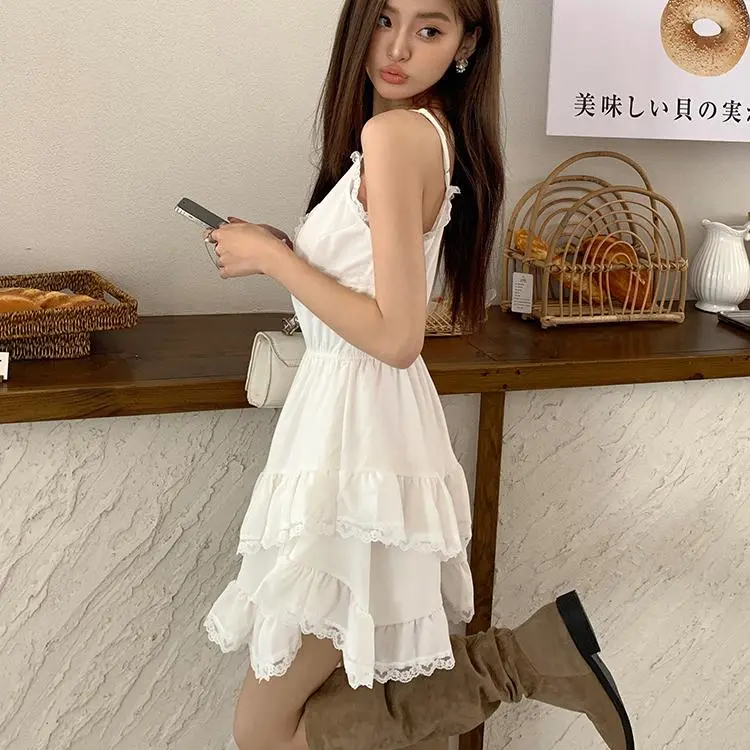 DOKZB Slip Dresses Women's White-3