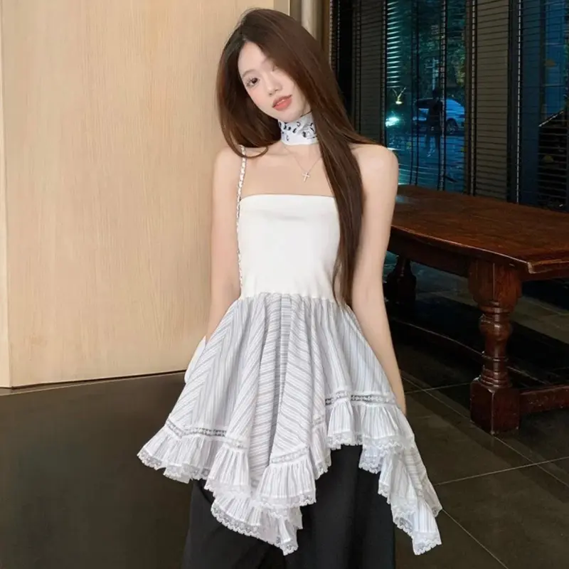 DOKZB Strapless Top Women's White Stripes-2