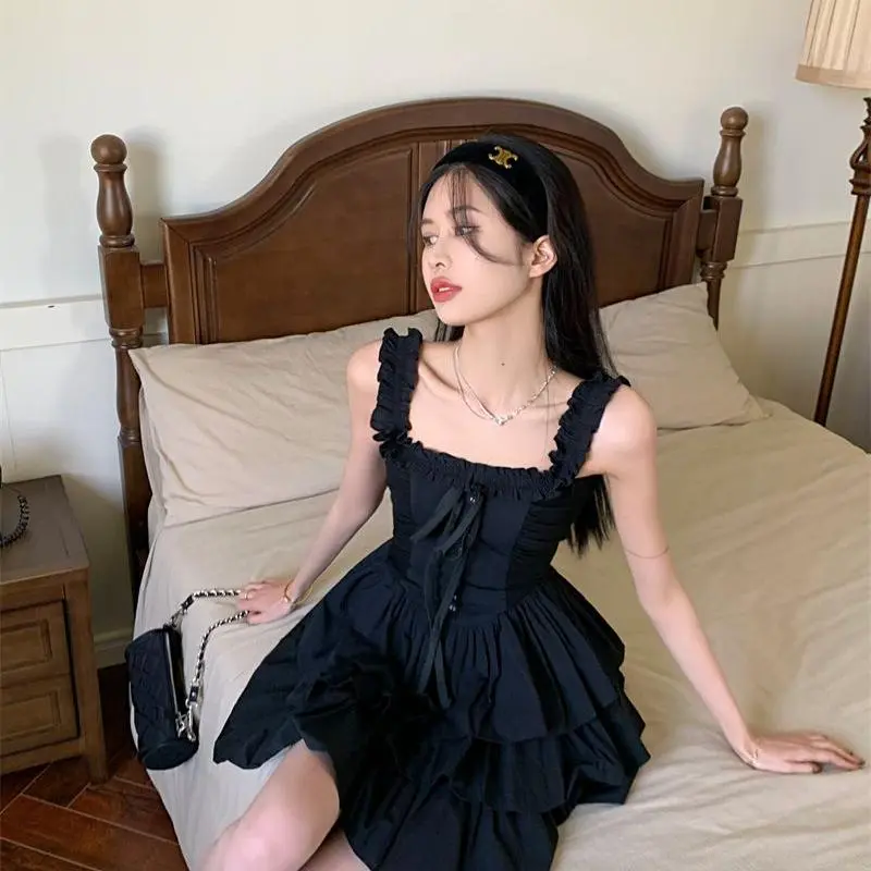 DOKZB Slip Dresses Women's Black-3