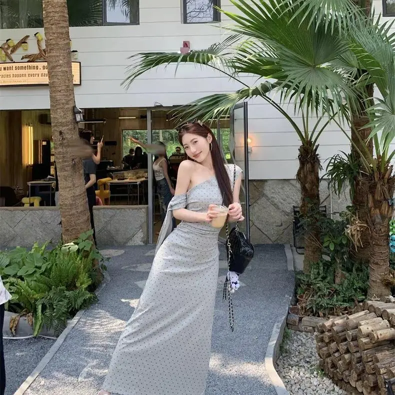 DOKZB Sleeveless Dresses Women's Gray-5