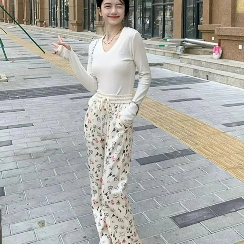 DOKZB Casual Pants Women's Milk White-3