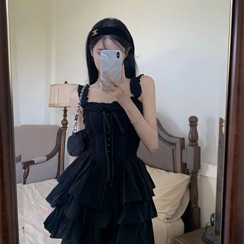 DOKZB Slip Dresses Women's Black-2