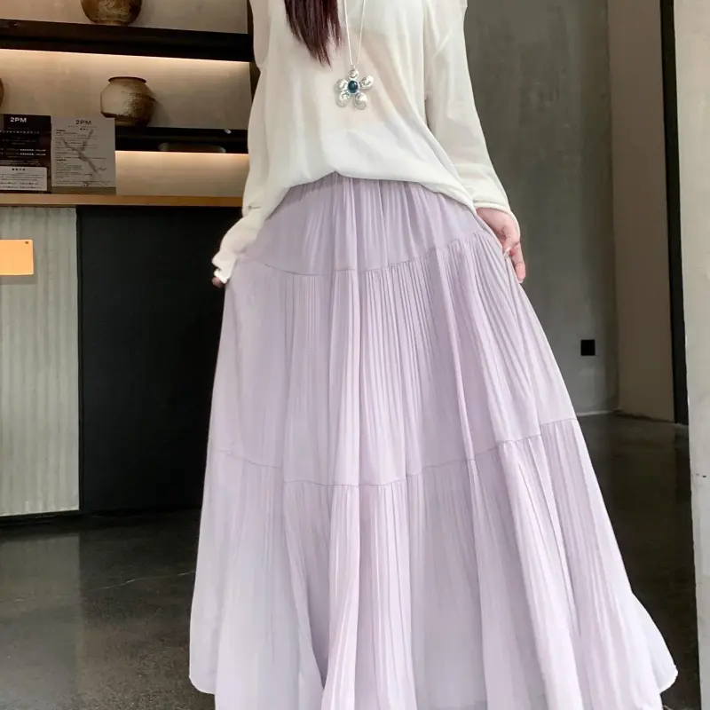 DOKZB Casual Long Skirt Women's Purple-2