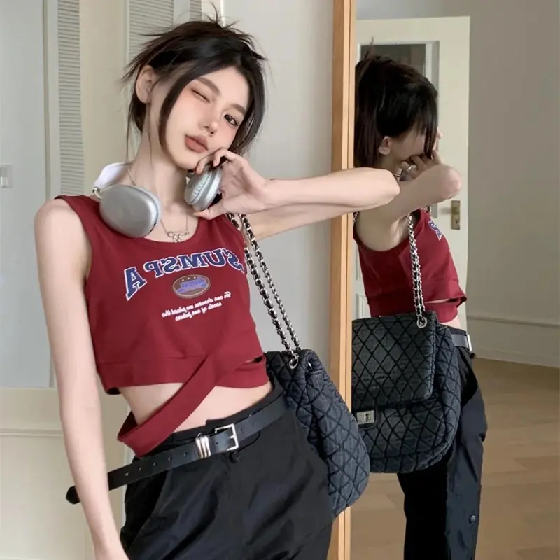 DOKZB Tank Tops Women's Red-3
