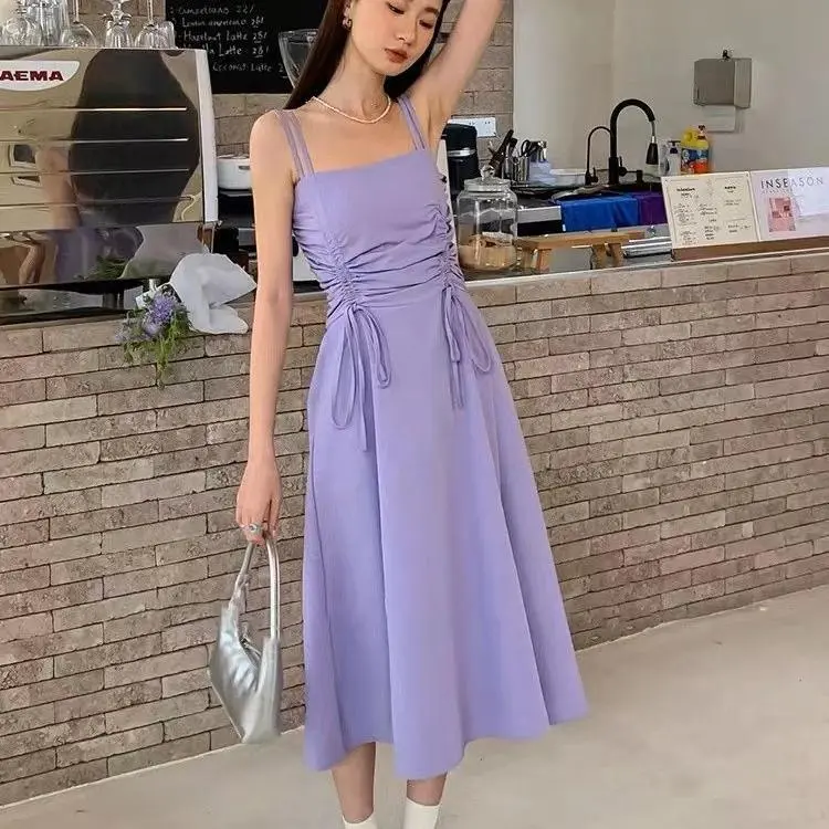 DOKZB Slip Dresses Women's Purple-5
