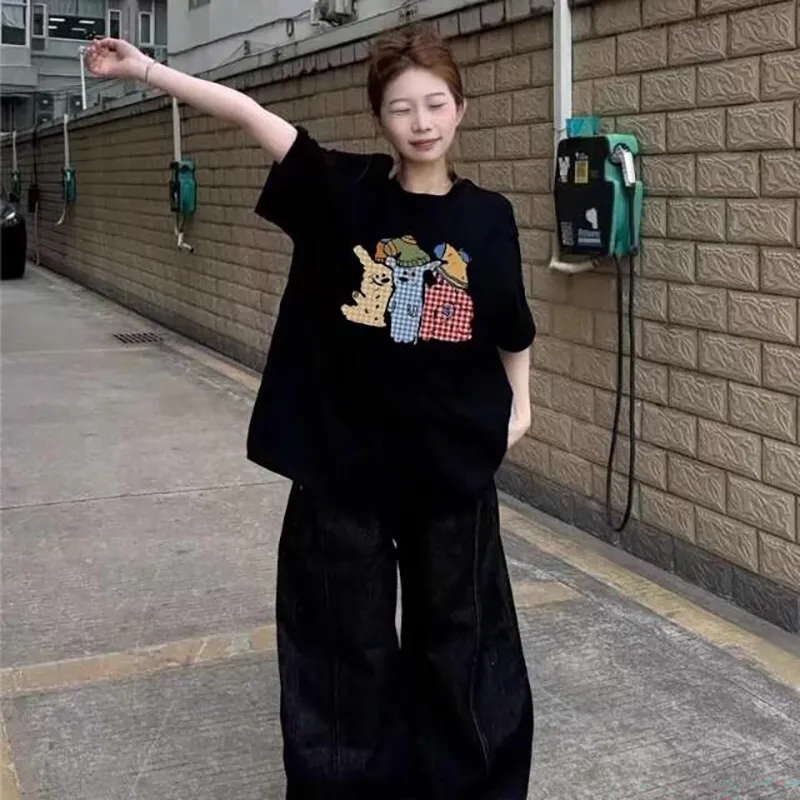 DOKZB Drop Shoulder Sleeve T Shirt Women's-4