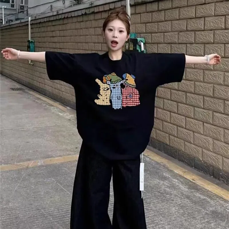 DOKZB Drop Shoulder Sleeve T Shirt Women's-5