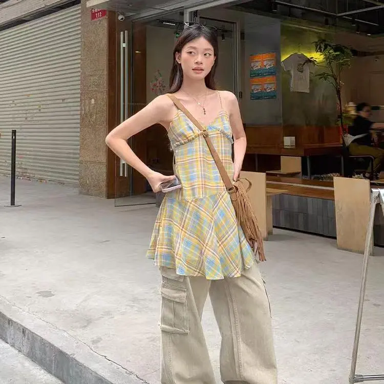 DOKZB Slip Dresses Women's Yellow-6