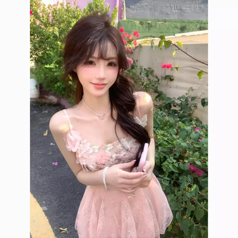 DOKZB Slip Dresses Women's Light Pink-5