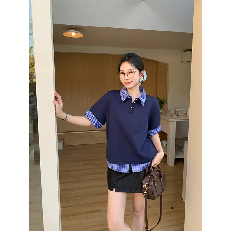 DOKZB T Shirt Women's Navy Blue-2