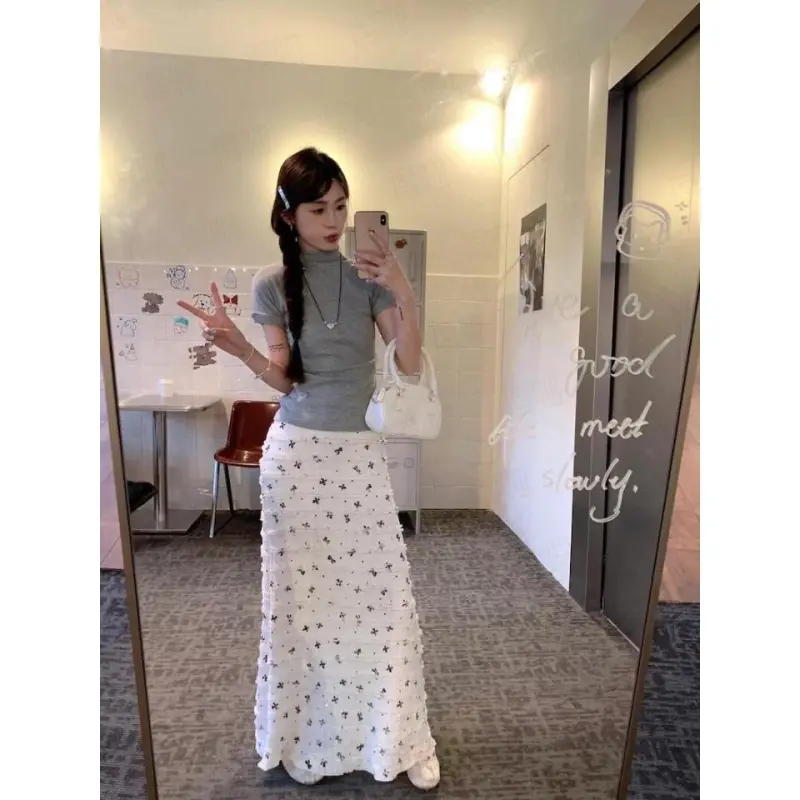 FLIM Comfortable Casual Long Skirt Women's-3