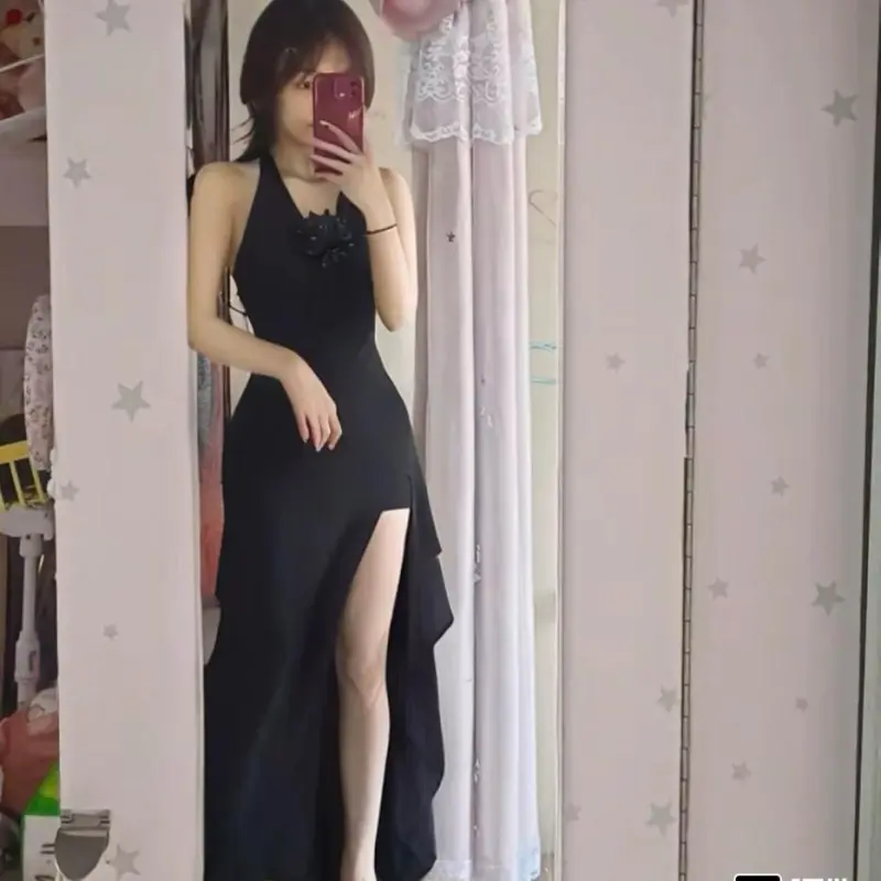 DOKZB Sleeveless Dresses Women's Black-2