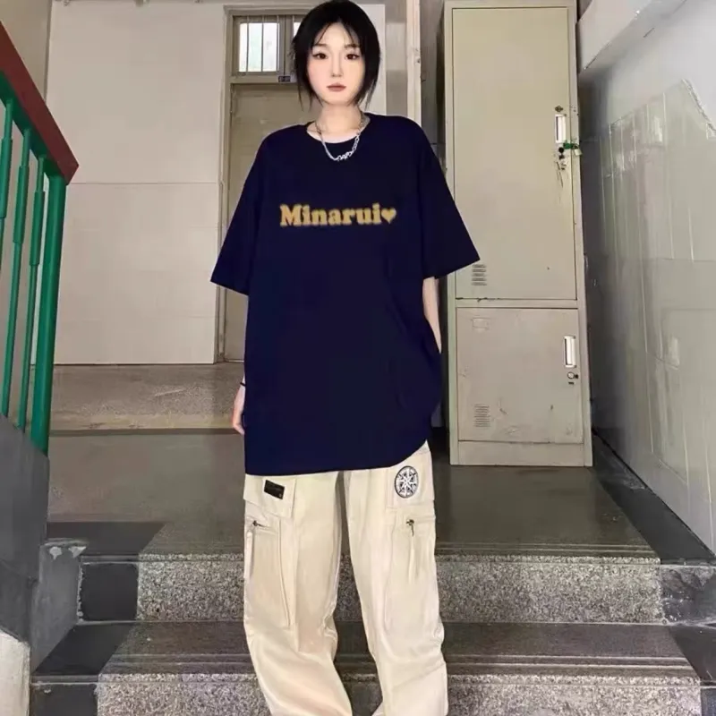 DOKZB T Shirts Women's Navy Blue-2