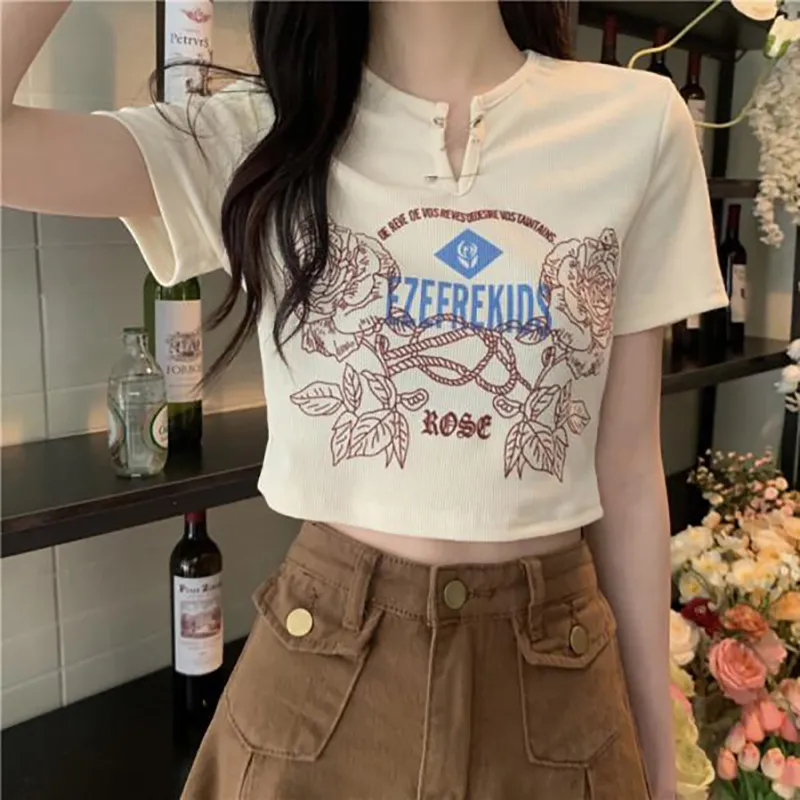 DOKZB T Shirts Women's Apricot-5