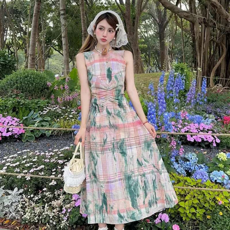 DOKZB Sleeveless Dresses Women's Fluffy Blossom Pink-4