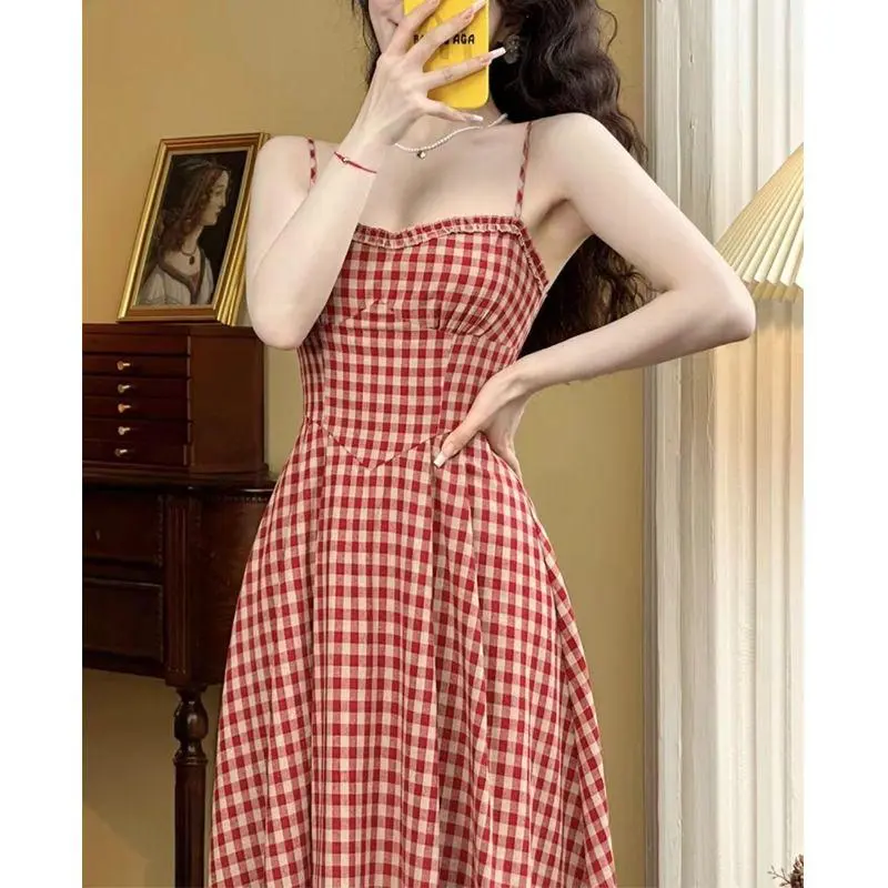 DOKZB Slip Dresses Women's Red-3