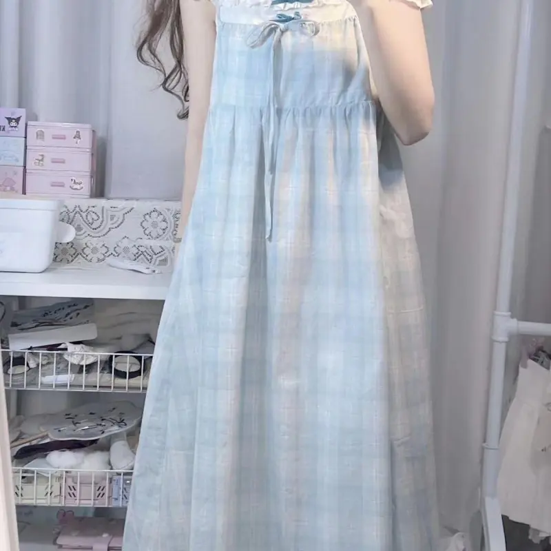 DOKZB Slip Dresses Women's Blue-2