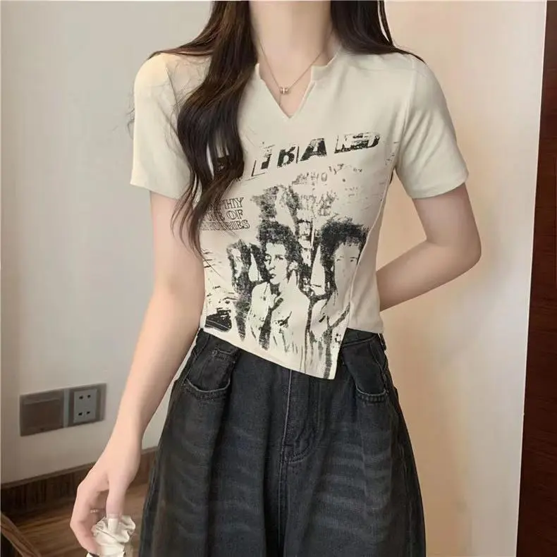 DOKZB T Shirts Women's Apricot-5