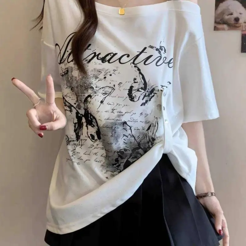 DOKZB Drop Shoulder Sleeve T Shirt Women's-4