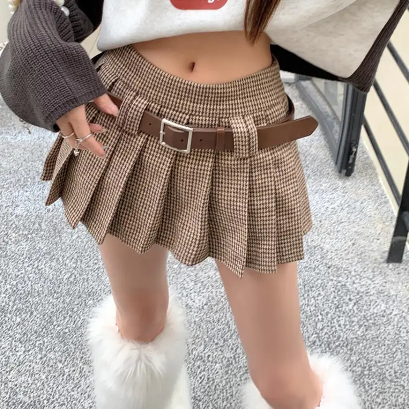 DOKZB Casual Short Skirts Women's Brown-2