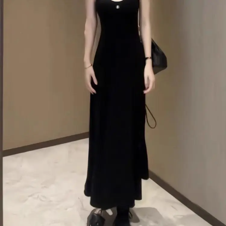 DOKZB Slip Dresses Women's Black-5
